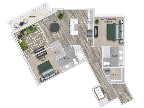 B5 Floor Plan at The Apartments at St. Marys, North Carolina